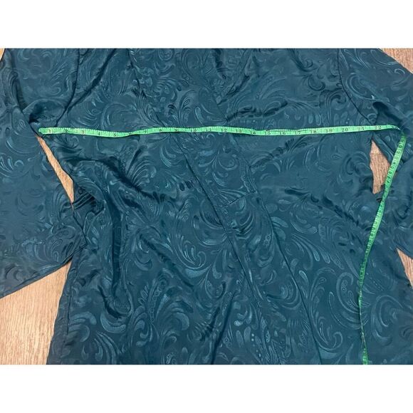 Cachet Vintage Shiny Emerald Nightgown and Robe Set Large No Belt - Picture 6 of 13